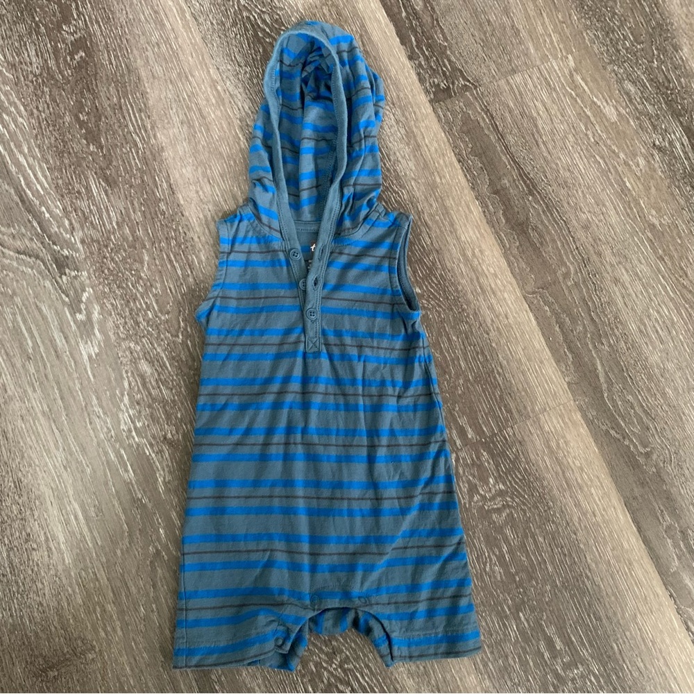 Tea Collection Blue Striped Romper 9-12 Months
